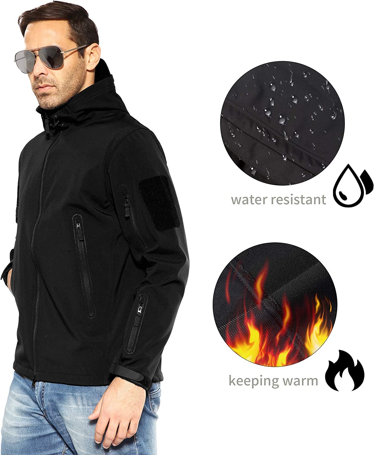 Men's Outdoor Waterproof Soft Shell Hooded Jacket