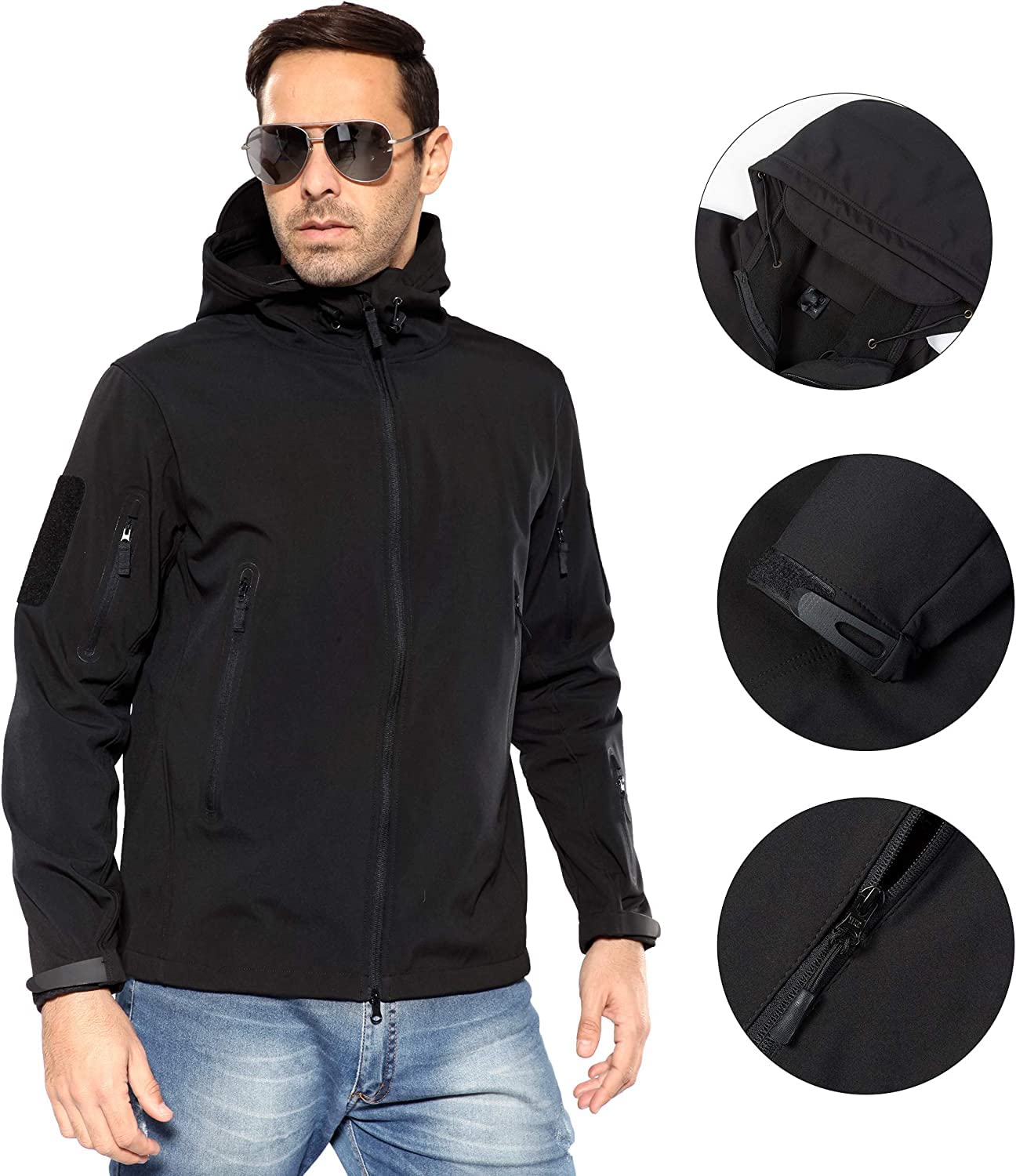 Men's Outdoor Waterproof Soft Shell Hooded Jacket