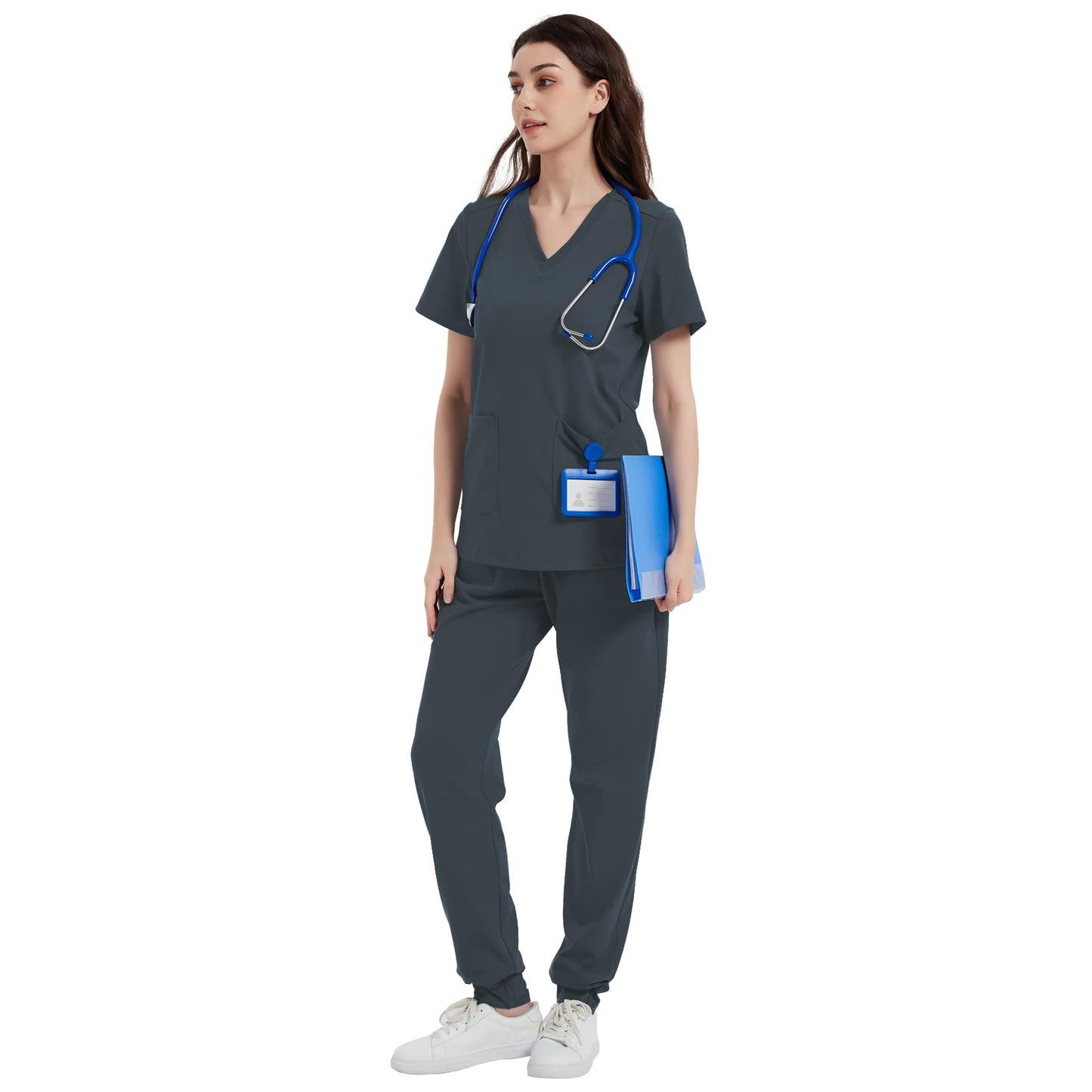 Nurse Uniform Work T-Shirt V Neck With Pockets