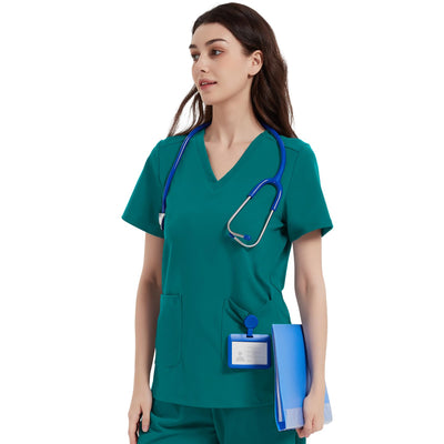 Nurse Uniform Work T-Shirt V Neck With Pockets