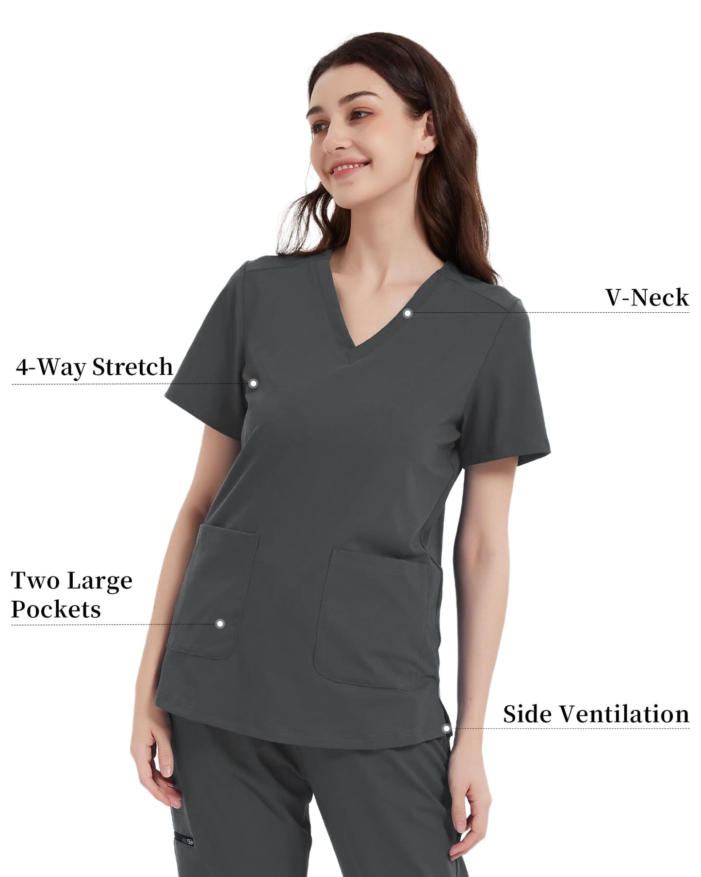 Nurse Uniform Work T-Shirt V Neck With Pockets