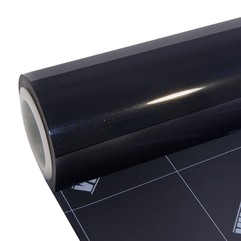 Glossy Metallic Glitter Black Blue Vinyl Wrap - Motyle