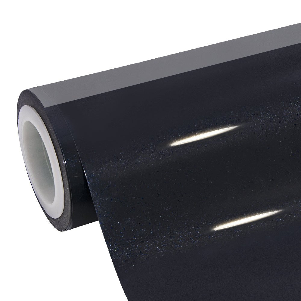 Glossy Metallic Glitter Black Blue Vinyl Wrap - Motyle