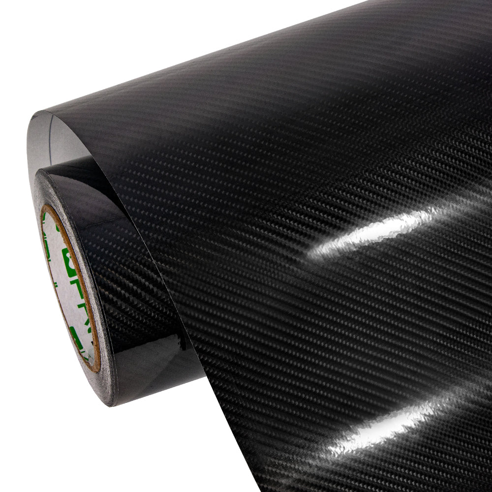 Glossy Spiral Black Carbon Fiber Vinyl Wrap - Motyle