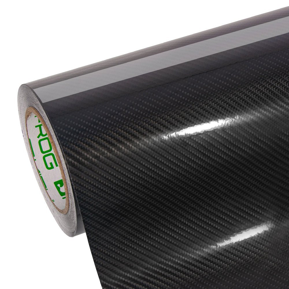 Glossy Spiral Black Carbon Fiber Vinyl Wrap - Motyle