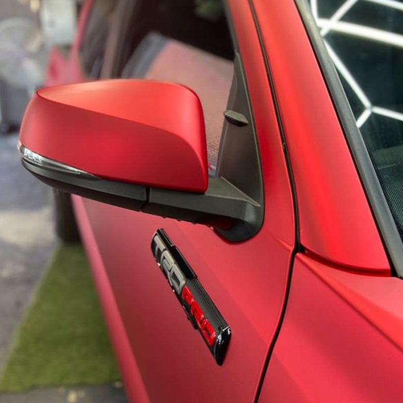 Satin Chrome Prismatic Red Vinyl Wrap - Motyle